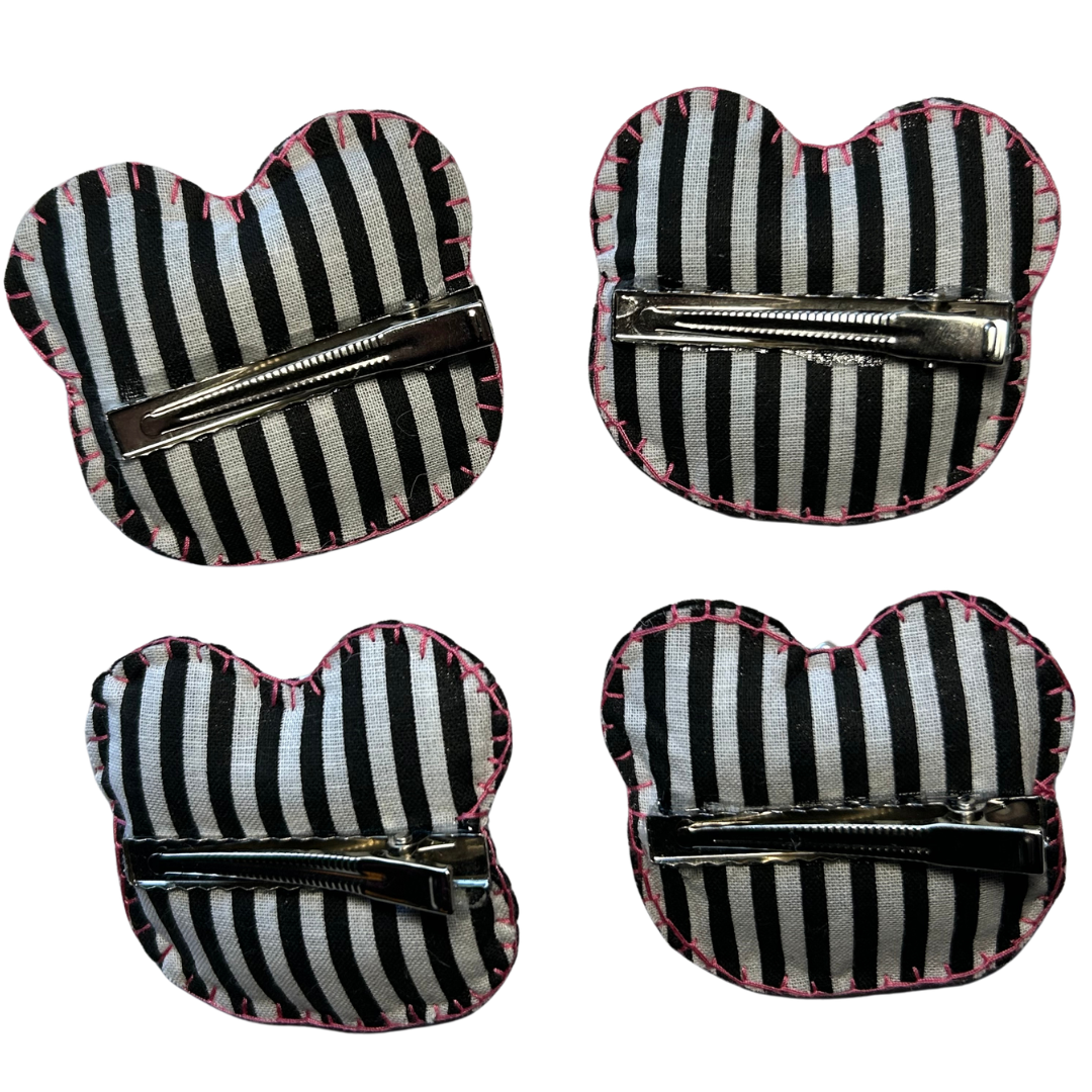 Black, White, & Pink Bear Hair Clip
