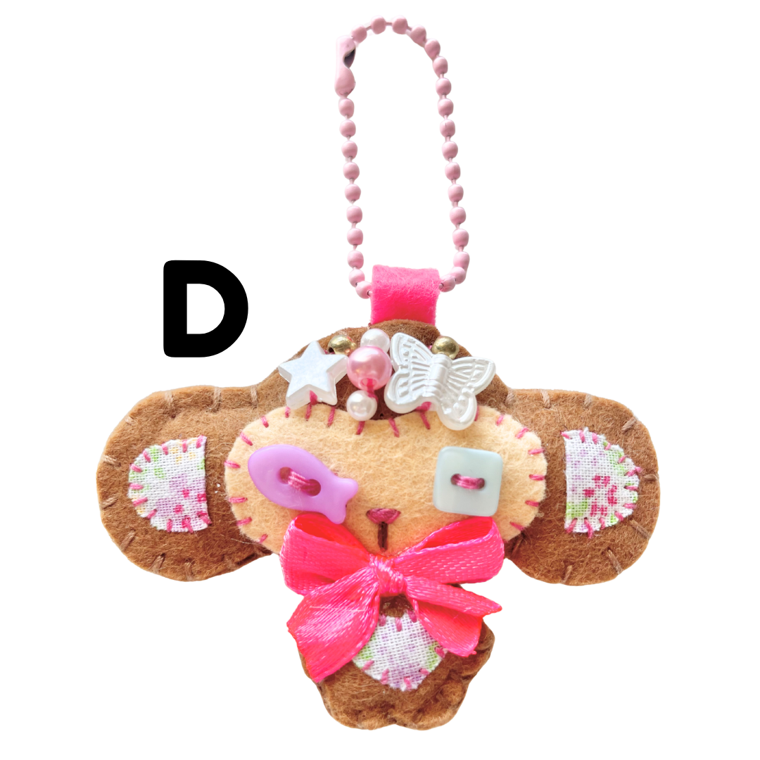Handmade Kawaii Monkey Felt Keychain