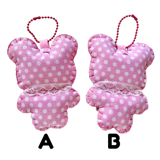 Handmade Light Strawberry Boba Bear Felt Keychain