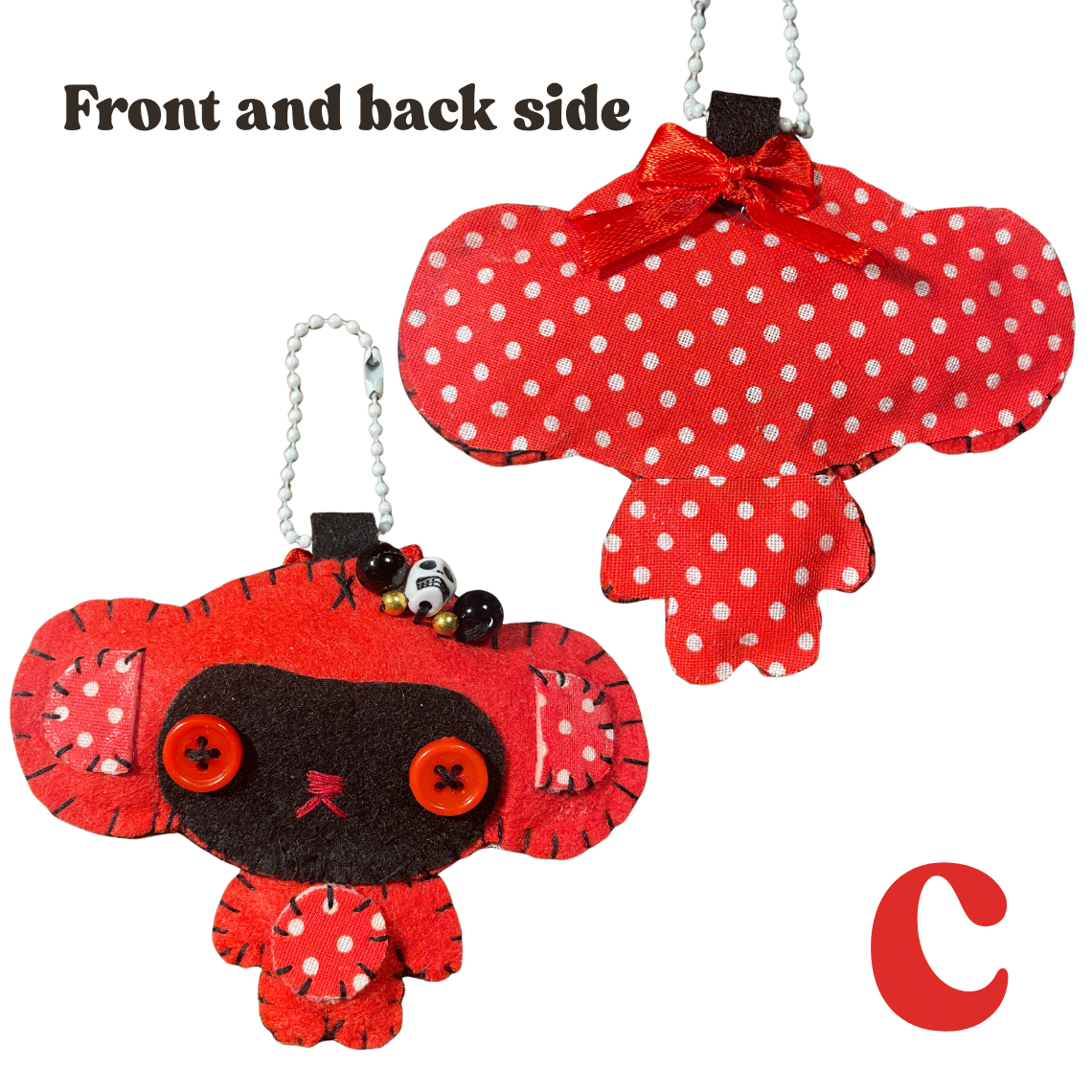 Red & Black Monkey Felt Keychain