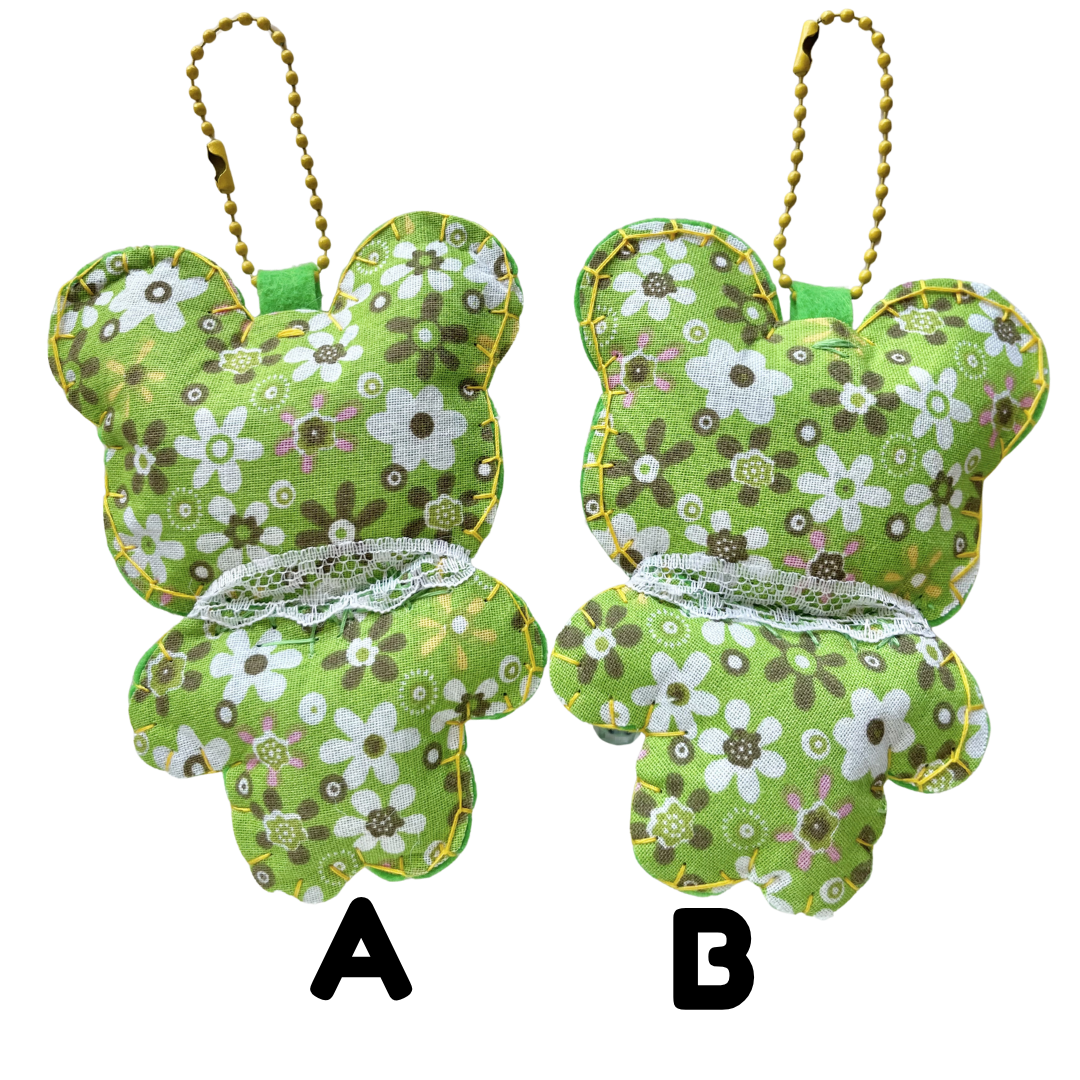 Handmade Honeydew Boba Bear Felt Keychain