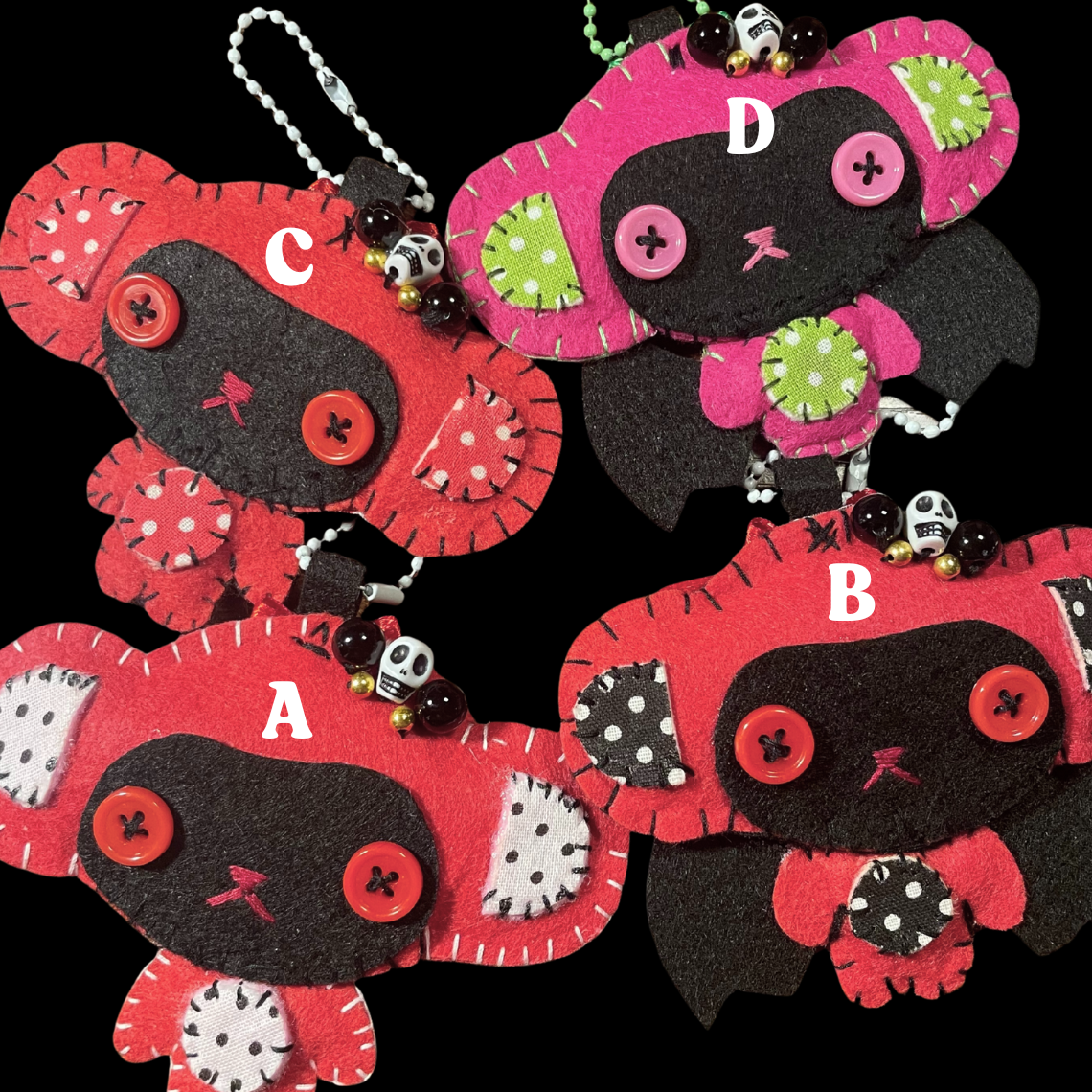Red & Black Monkey Felt Keychain
