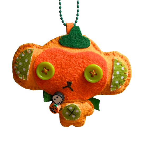 Pumpkin Monkey Felt Keychain