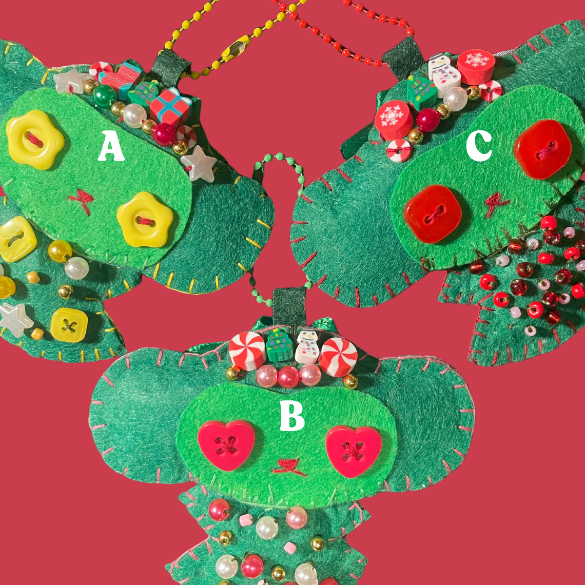 Christmas Monkey Felt Keychain