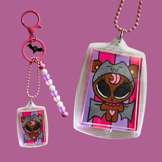Batty Bear Photo Keychain