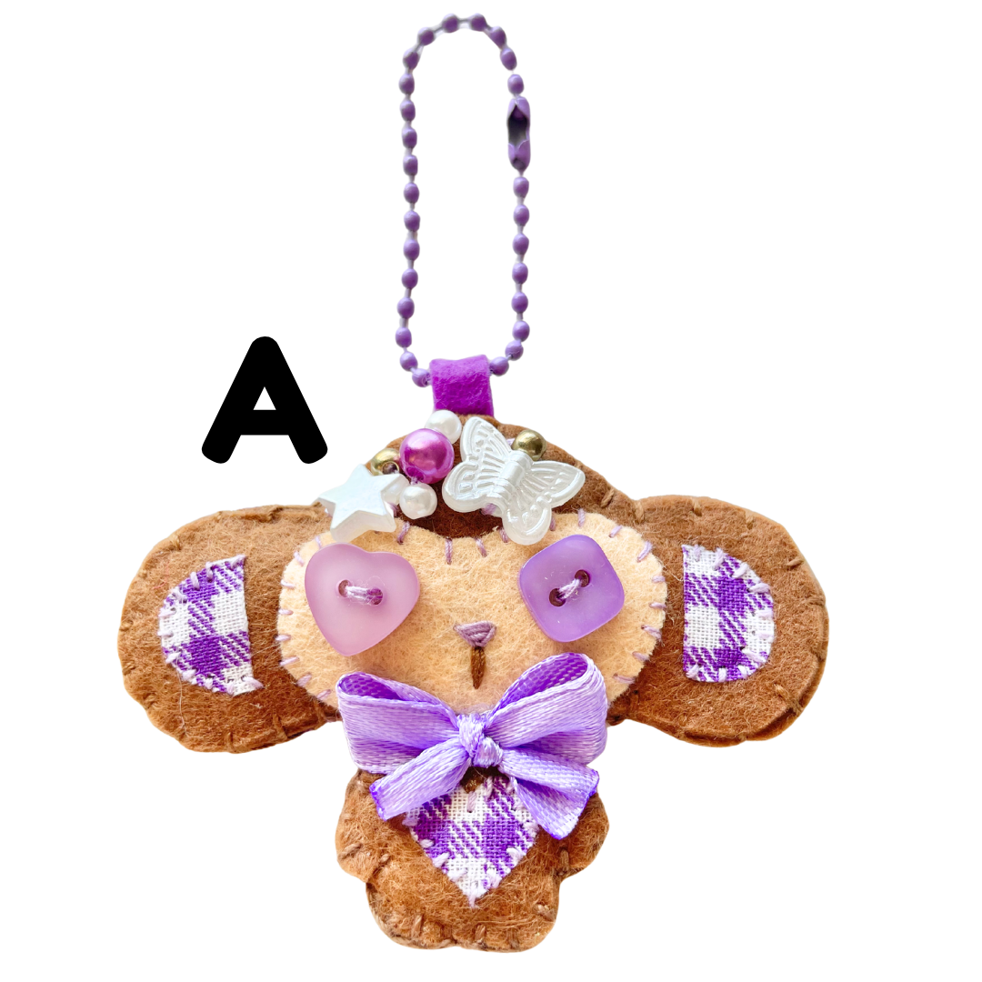 Handmade Kawaii Monkey Felt Keychain