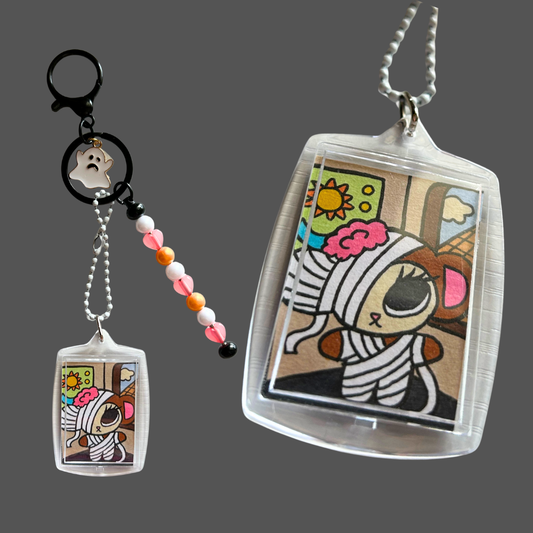 Mummy Monkey Photo Keychain