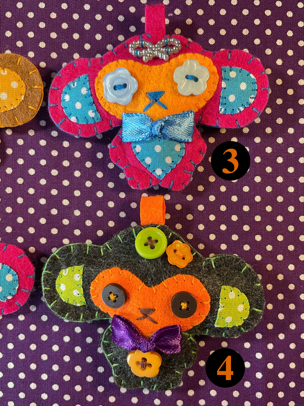 Halloween Themed (Pt.2) Felt Monkeys Keychain