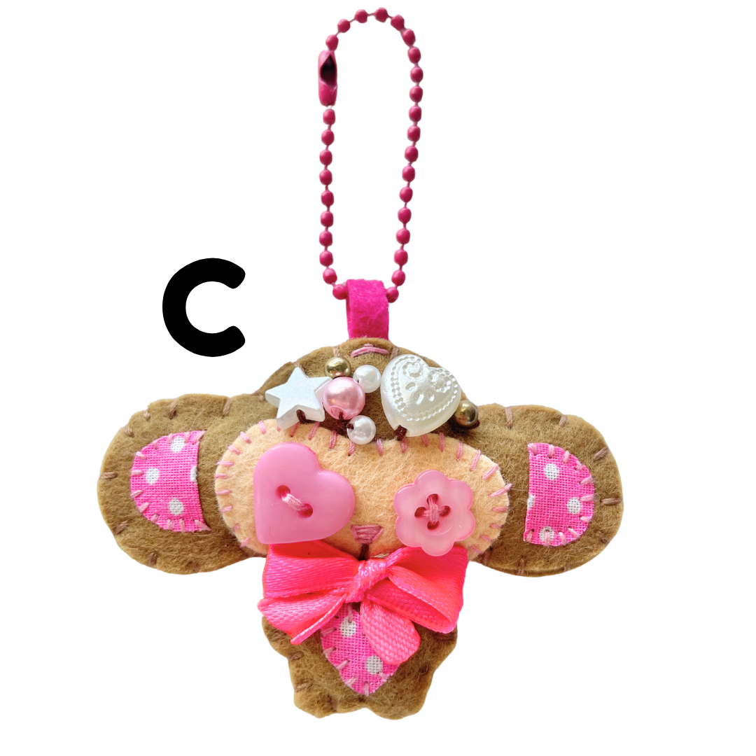 Handmade Kawaii Monkey Felt Keychain