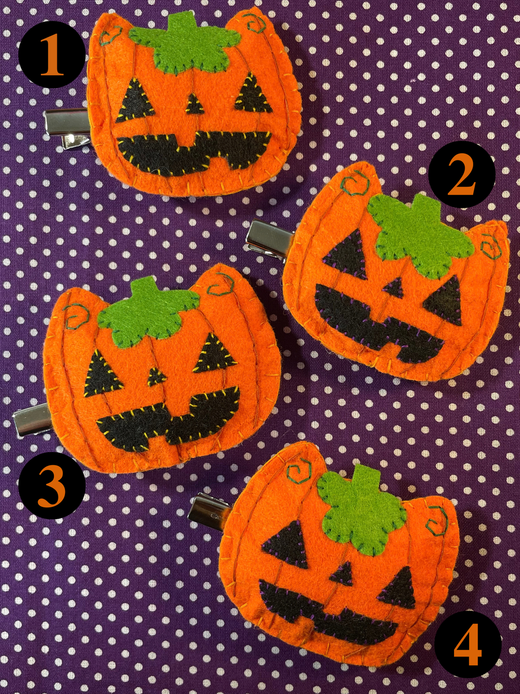 Halloween Pumpkin Felt Hair Clip