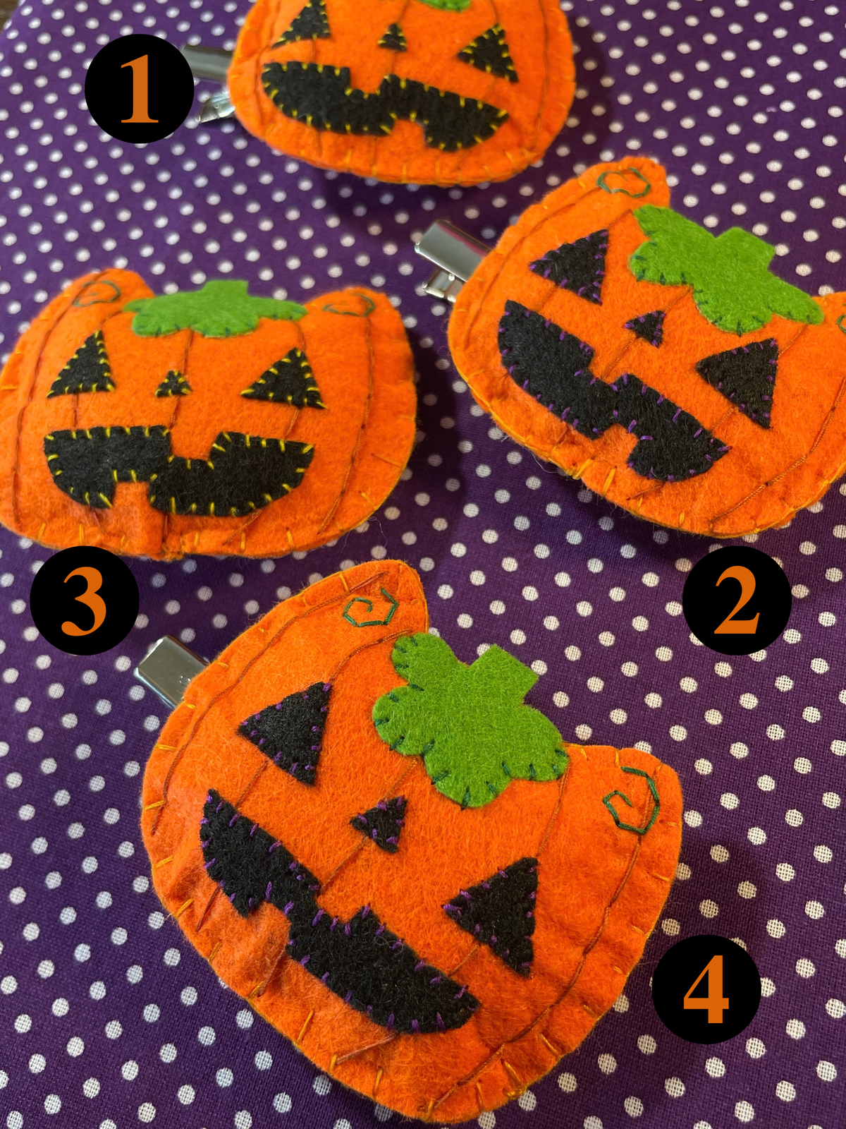 Halloween Pumpkin Felt Hair Clip