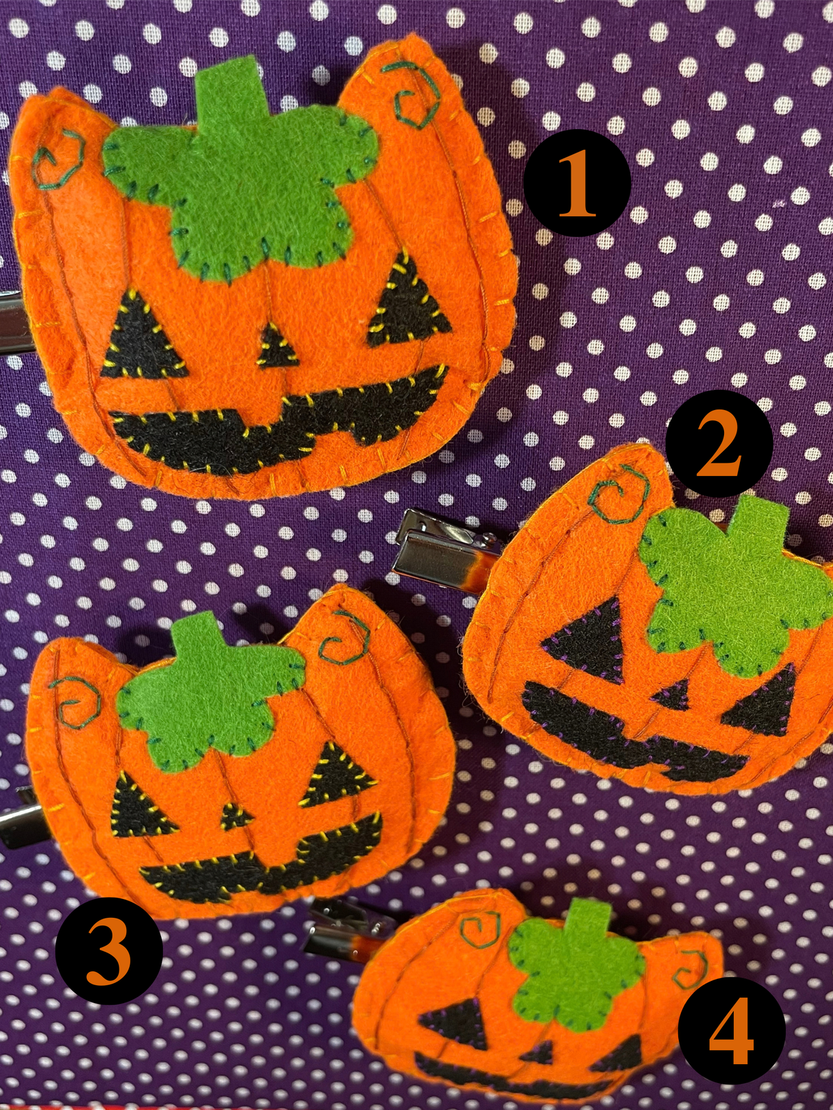 Halloween Pumpkin Felt Hair Clip
