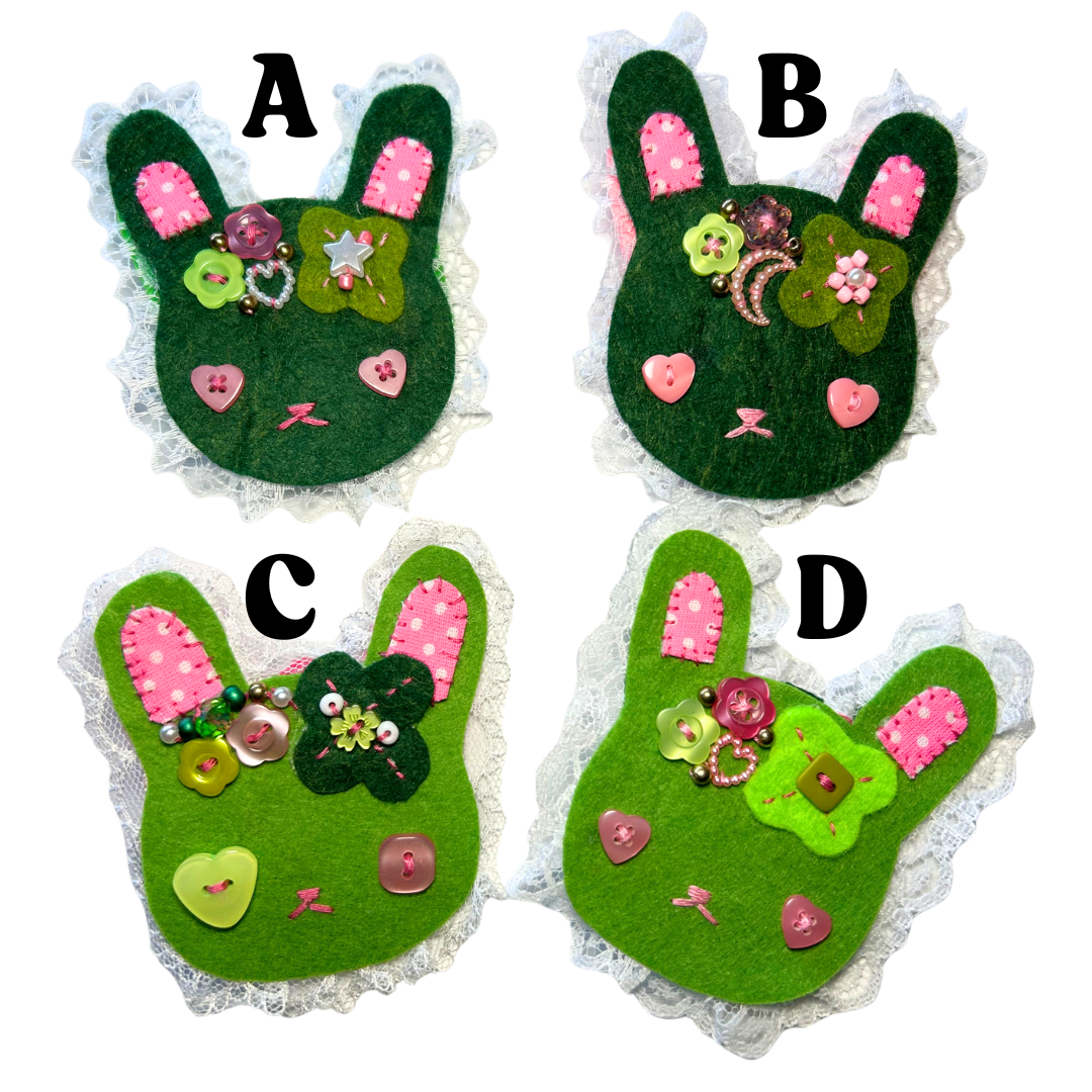 Lucky Clover Bunny Felt Hair Clip