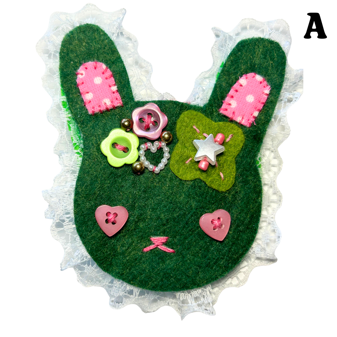Lucky Clover Bunny Felt Hair Clip