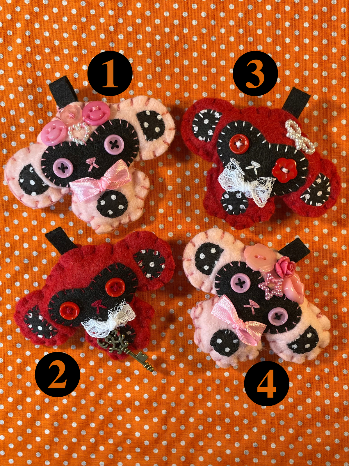 Red and Pink Felt Monkeys Keychain