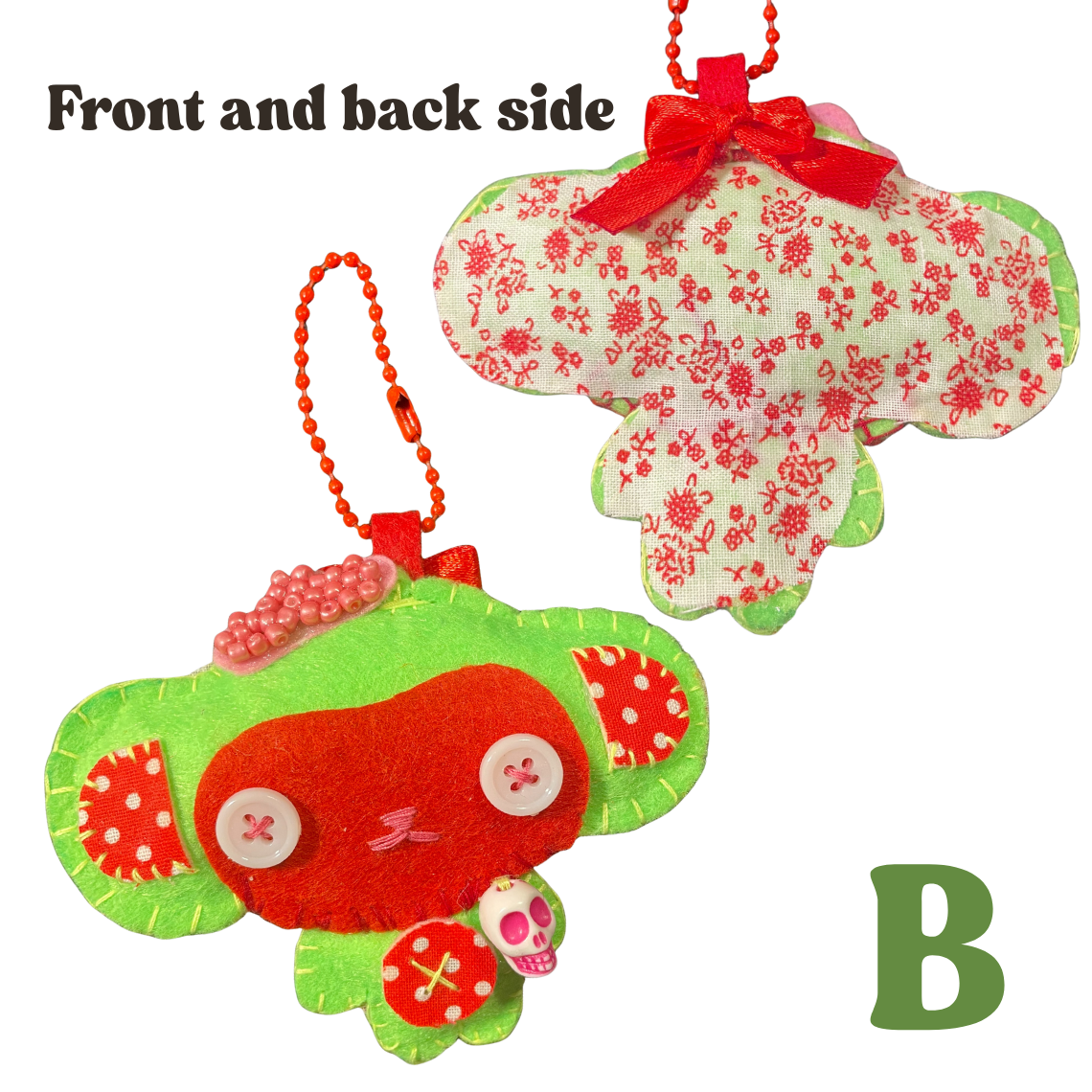 Zombie Monkey Felt Keychain