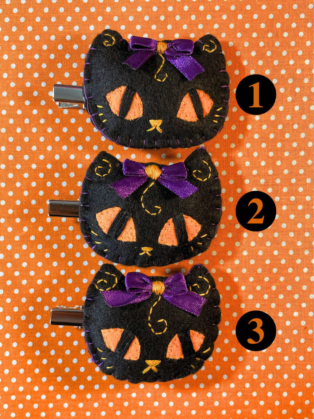 Halloween Black Cat Felt Hair Clip