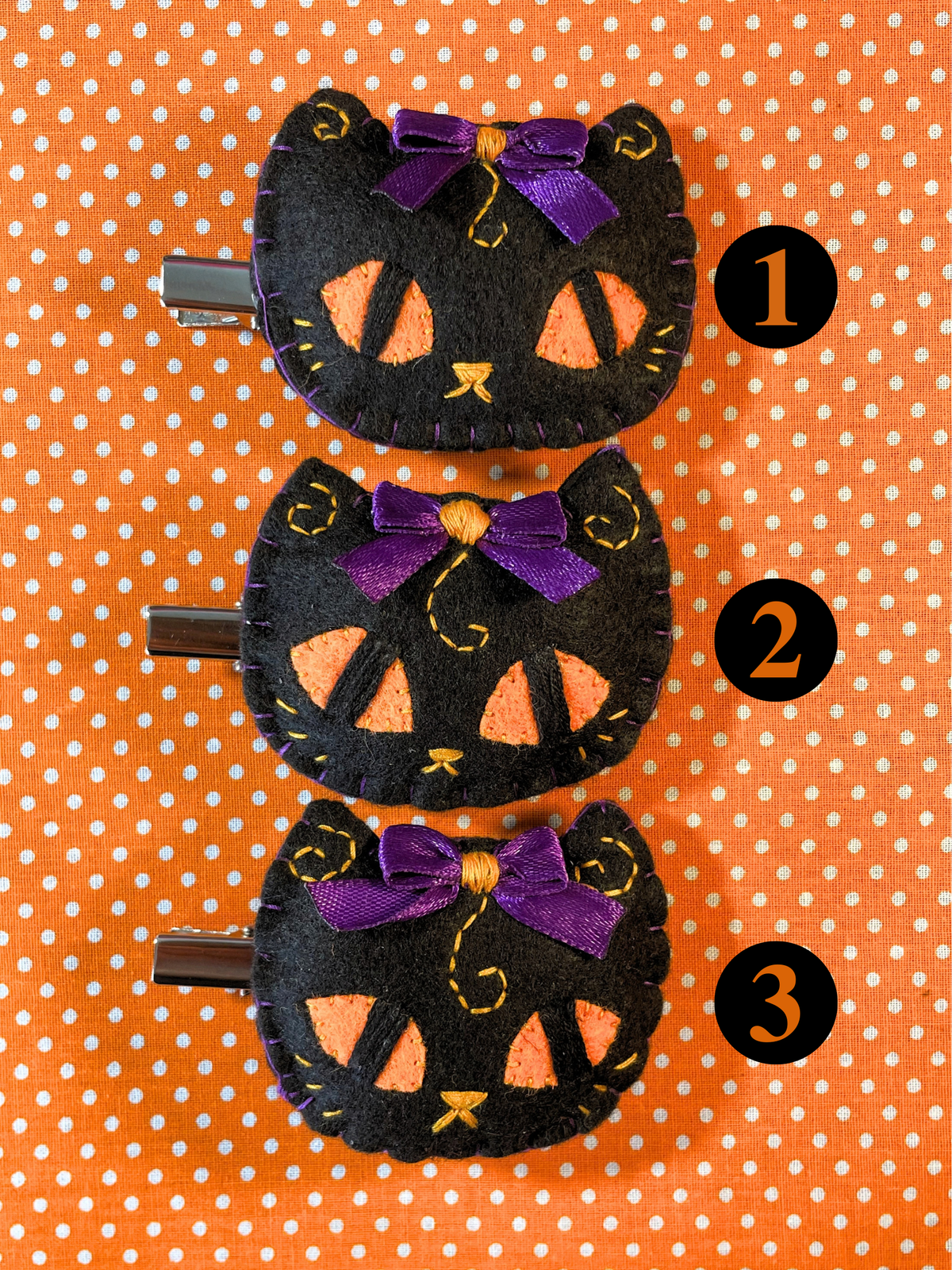 Halloween Black Cat Felt Hair Clip