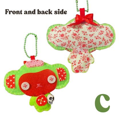 Zombie Monkey Felt Keychain