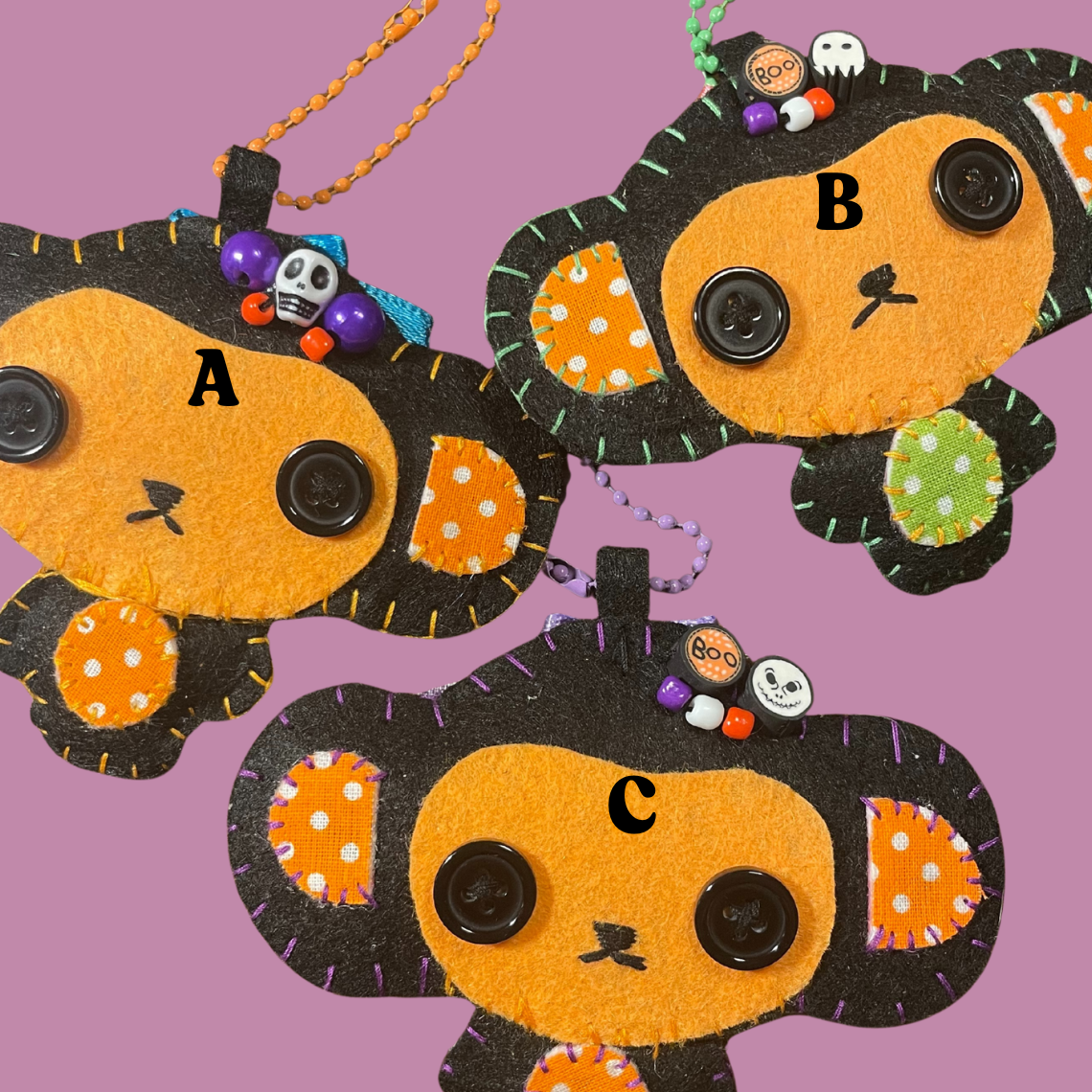 Spooky Monkey Felt Keychain