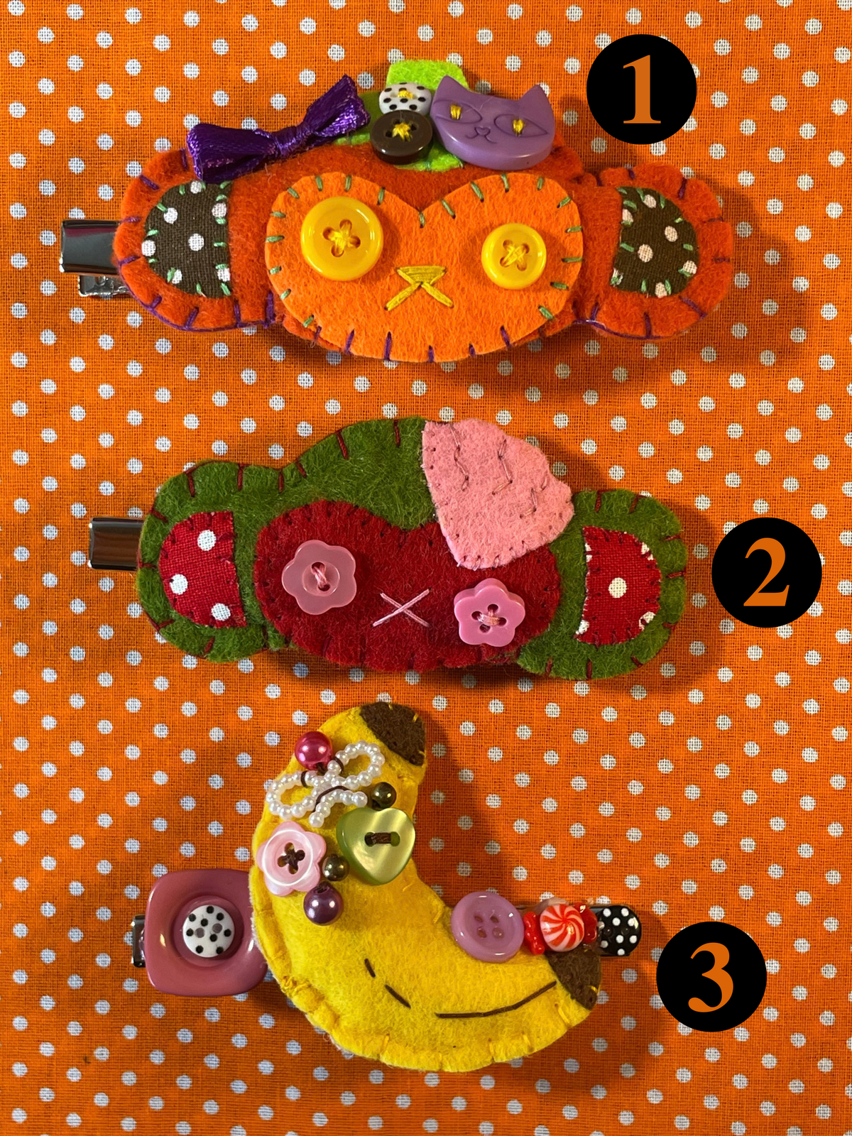 Funky Kawaii Felt Hair Clips