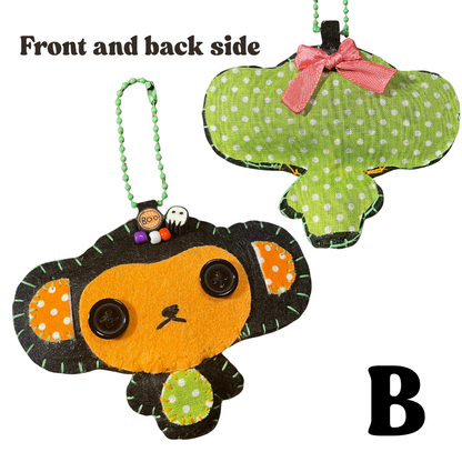 Spooky Monkey Felt Keychain