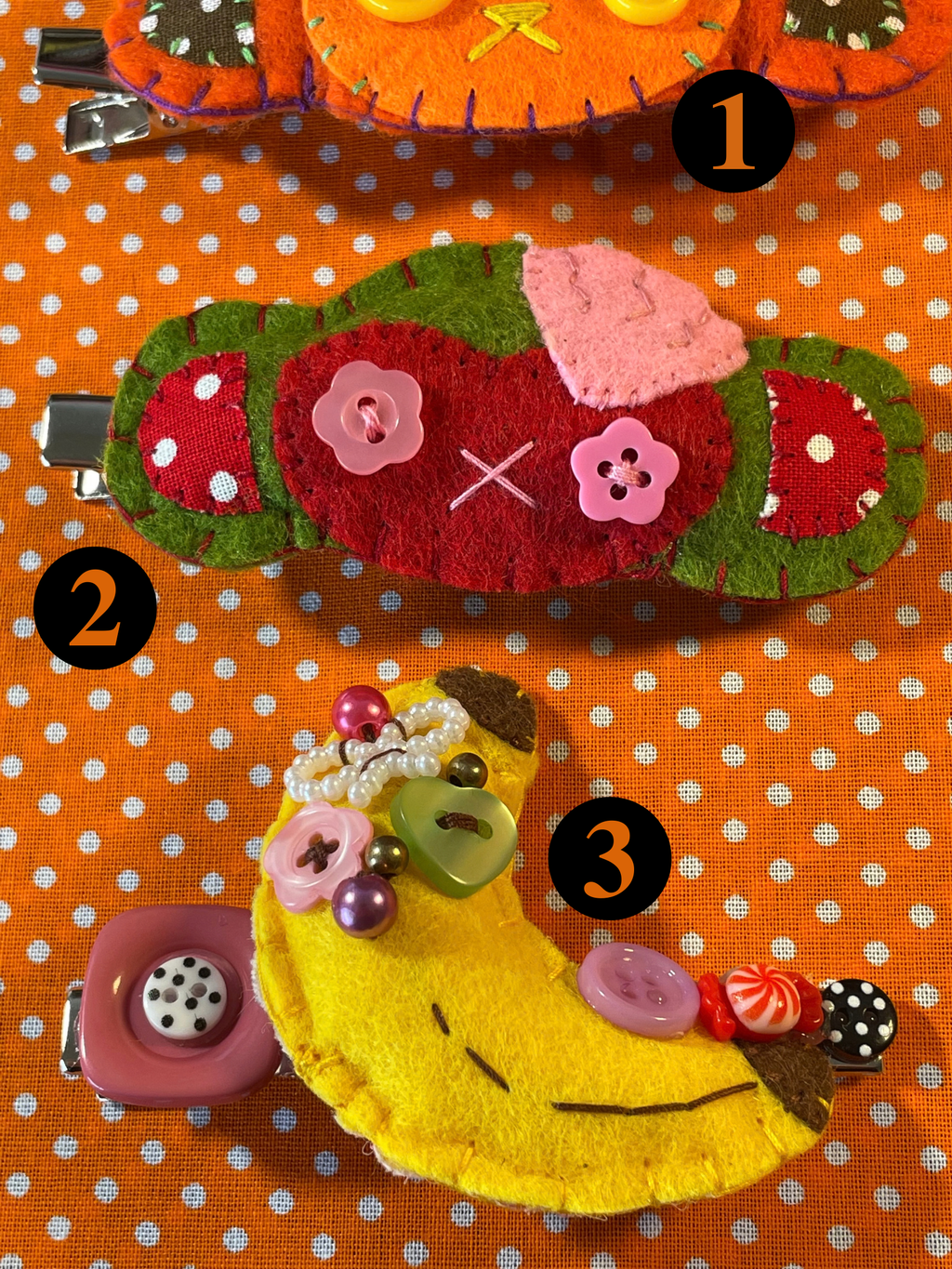 Funky Kawaii Felt Hair Clips