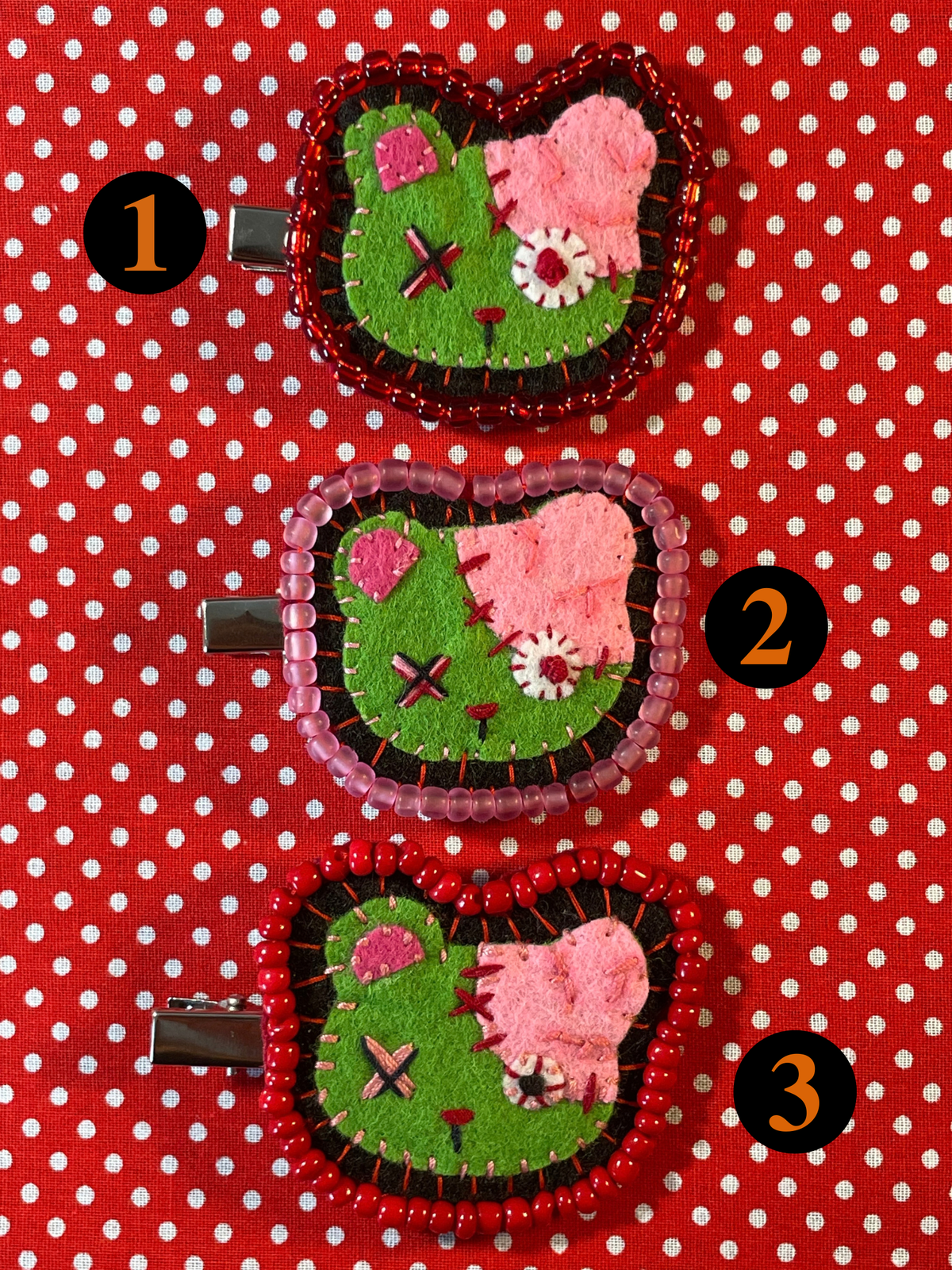 Halloween Zombie Bear Felt Hair Clip