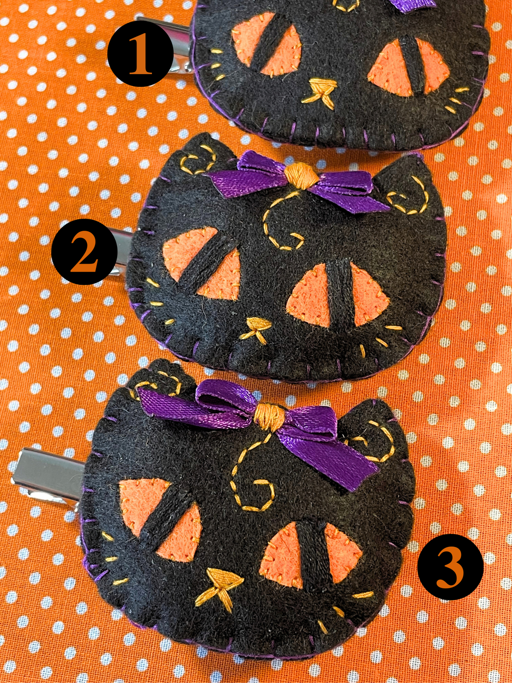 Halloween Black Cat Felt Hair Clip