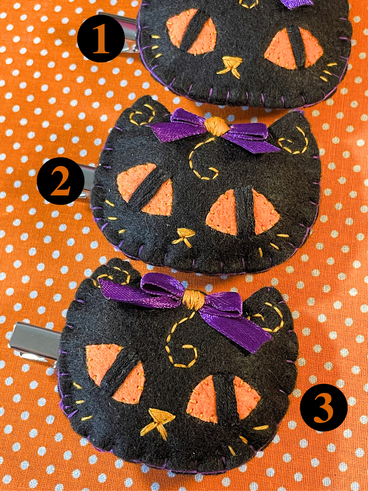Halloween Black Cat Felt Hair Clip