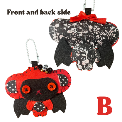 Red & Black Monkey Felt Keychain