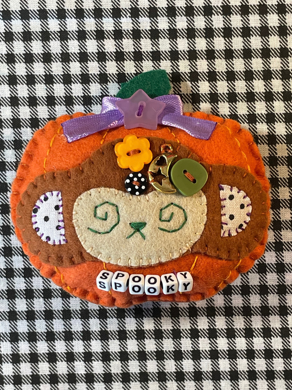 Monkey Pumpkin Felt Keychain