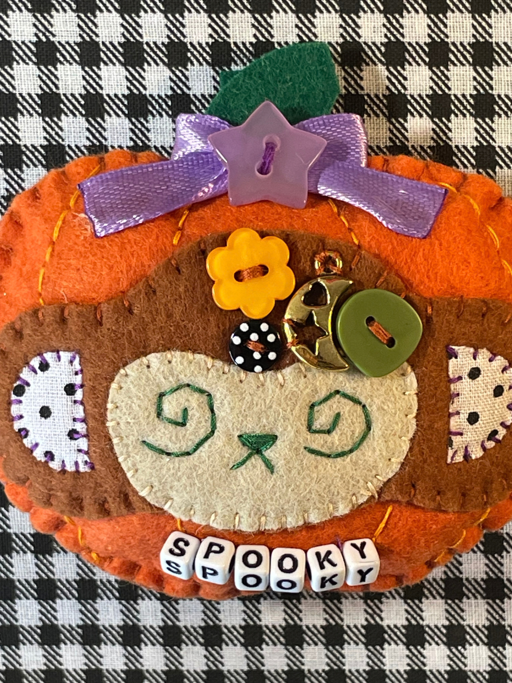 Monkey Pumpkin Felt Keychain