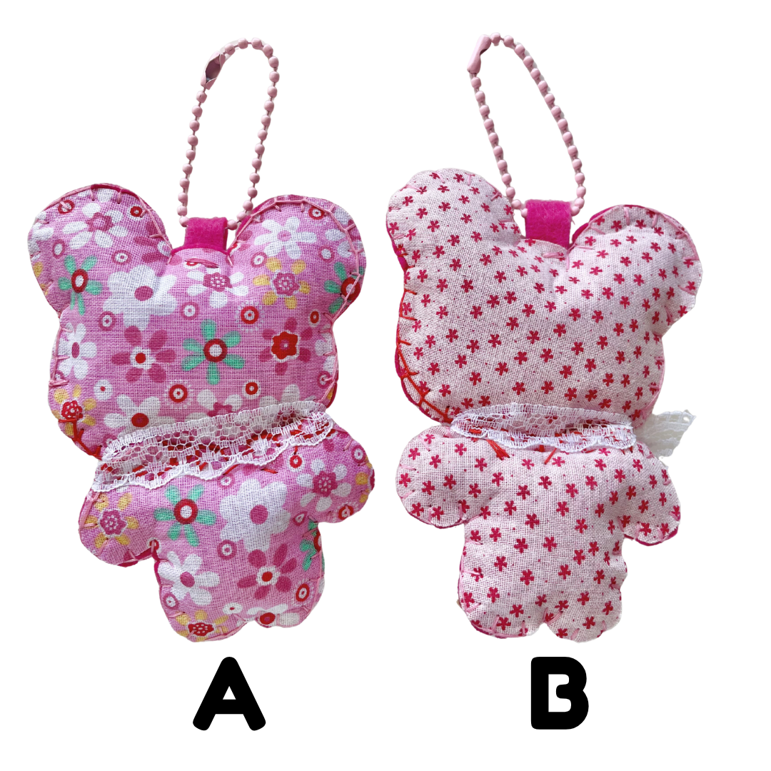 Handmade Dark Strawberry Boba Bear Felt Keychain