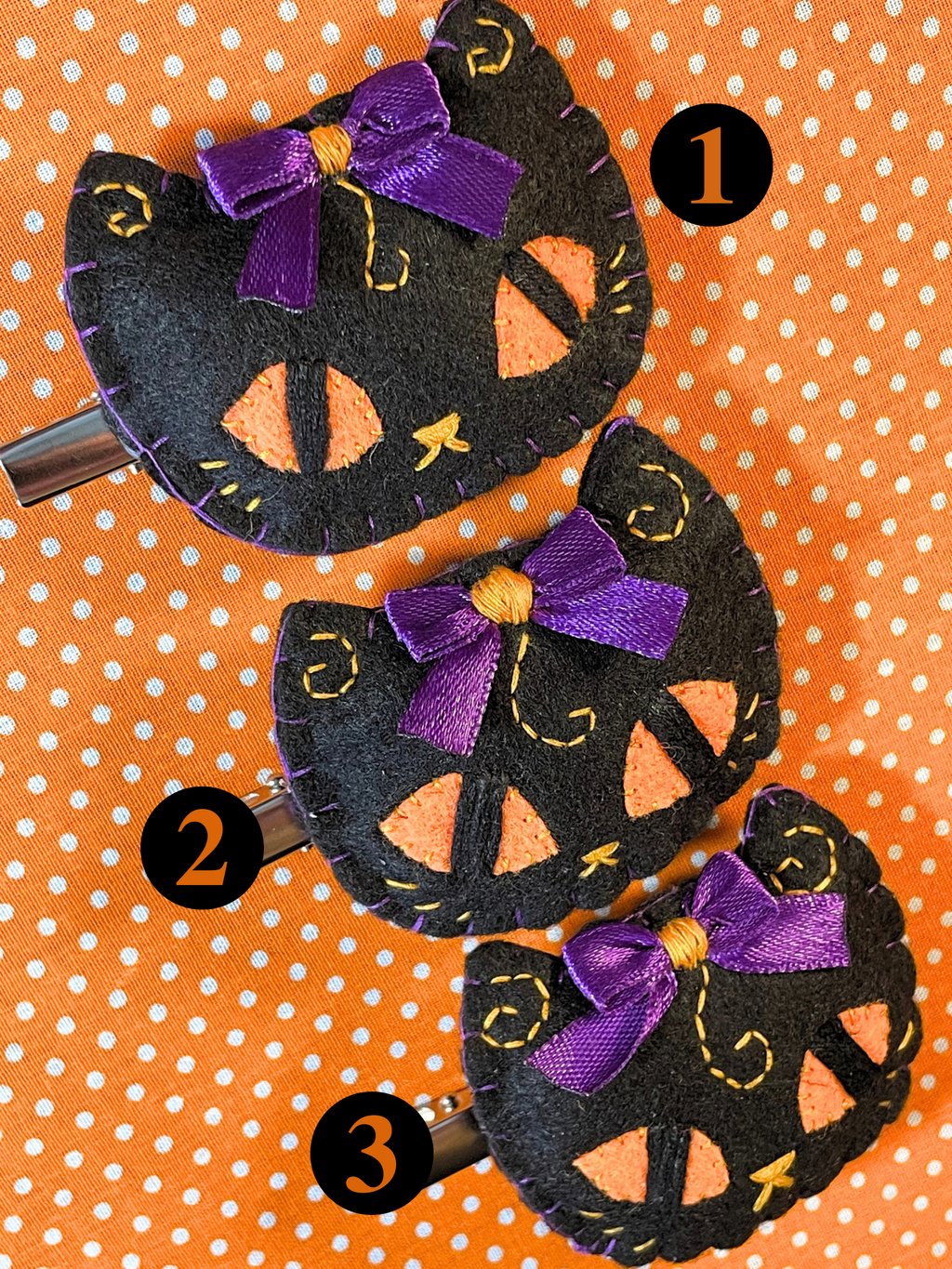 Halloween Black Cat Felt Hair Clip