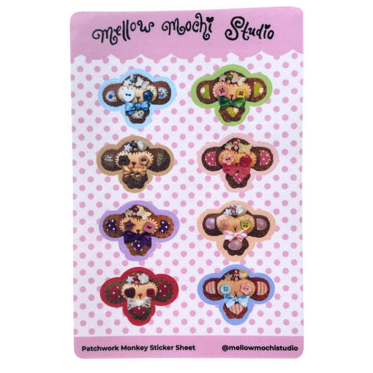 Mini Patchwork Monkey Sticker Sheet