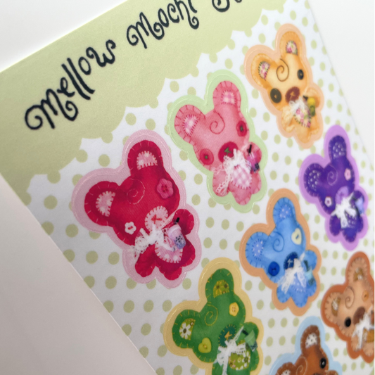 Mini Patchwork Boba Bear Sticker Sheet