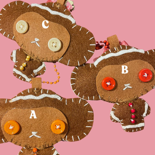Gingerbread Monkey Felt Keychain