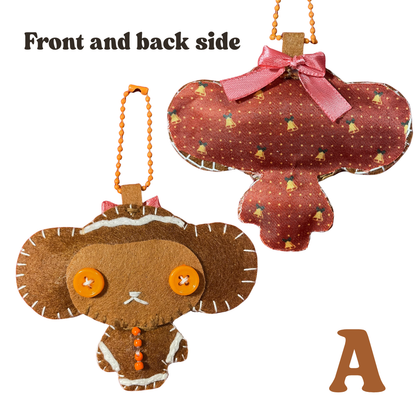 Gingerbread Monkey Felt Keychain