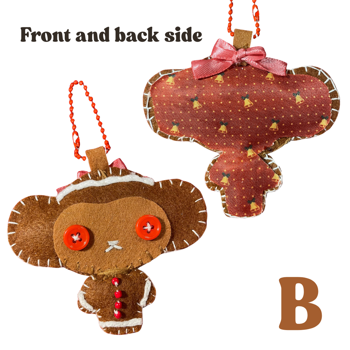 Gingerbread Monkey Felt Keychain