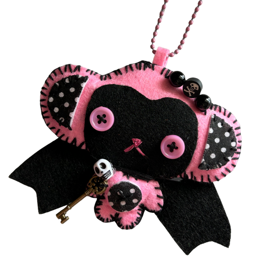 Reaper Monkey Felt Keychain (Pink)