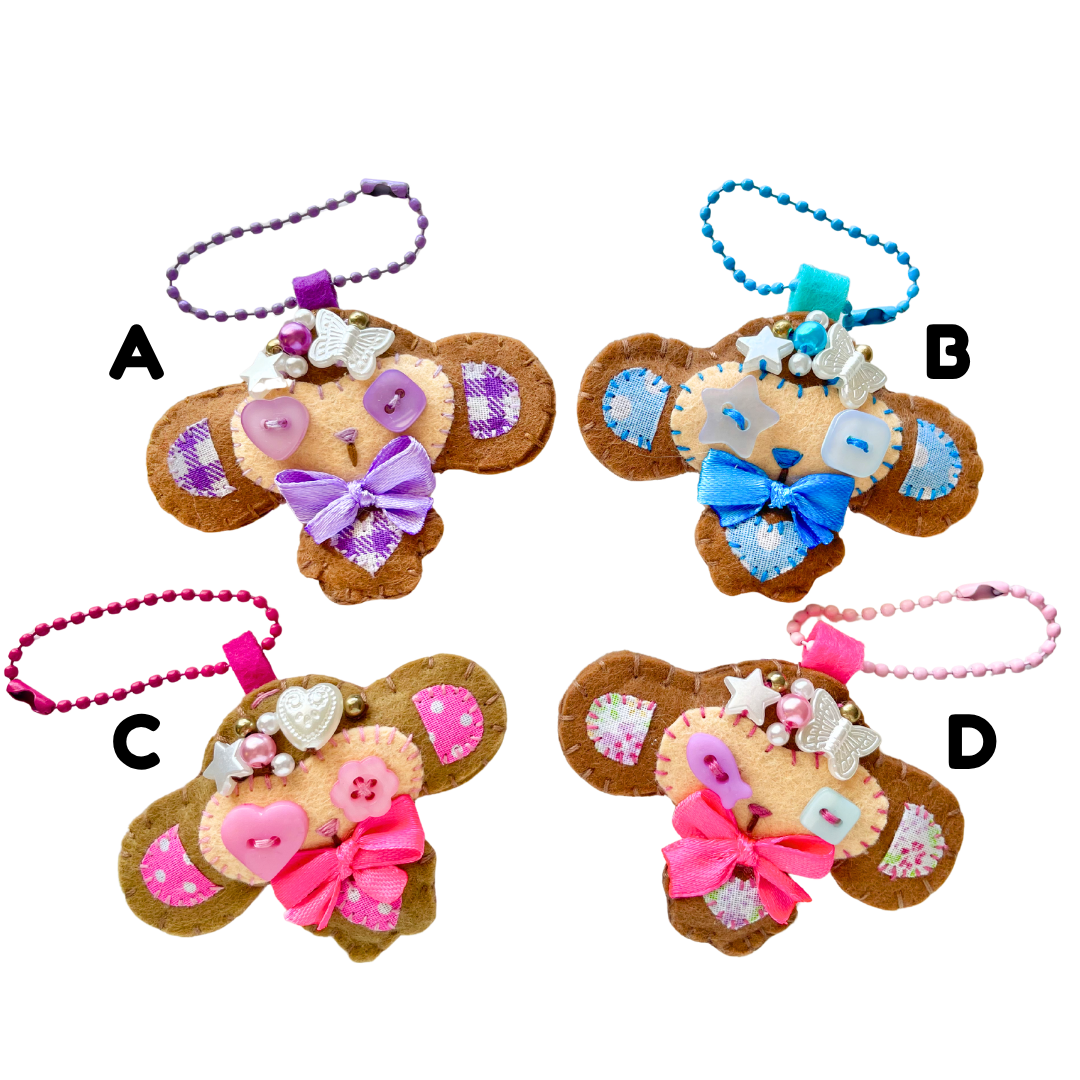 Handmade Kawaii Monkey Felt Keychain