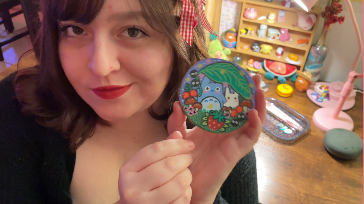 Load video: A video explaining a little bit about myself while showing my art and working station. I am on a journey running my small business.